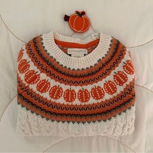 Cynthia Rowley Girls Pumpkin Sweater Size 4 (XS) 4T Matching Hair Clip